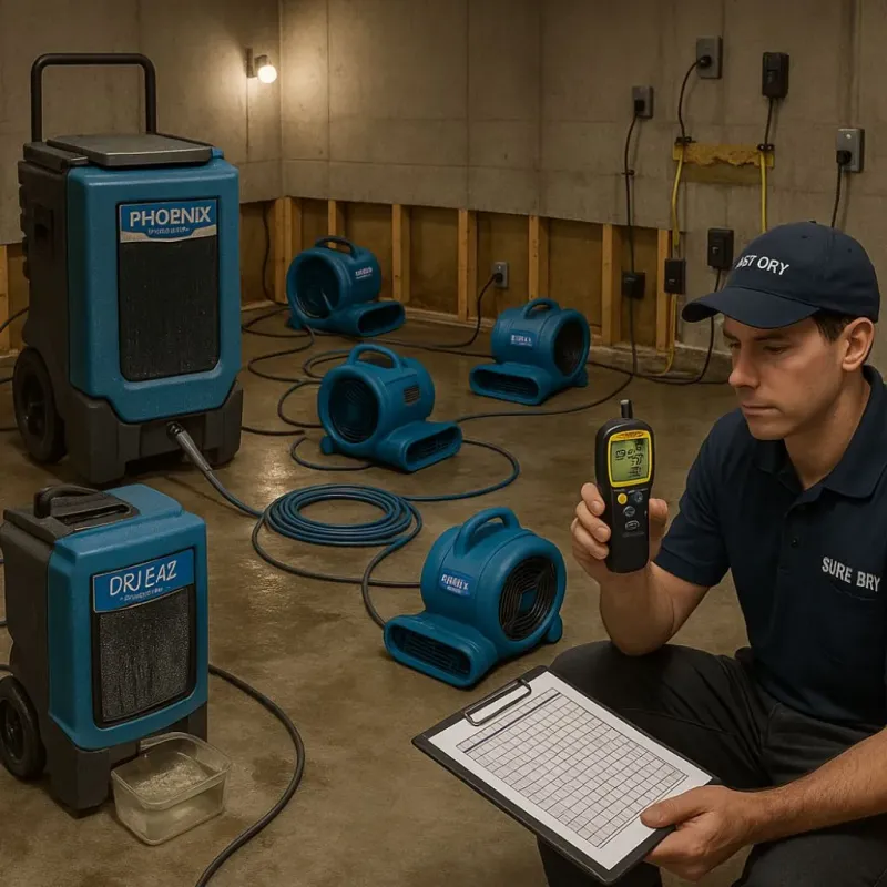 Structural Drying and Dehumidification process in Mathis, TX